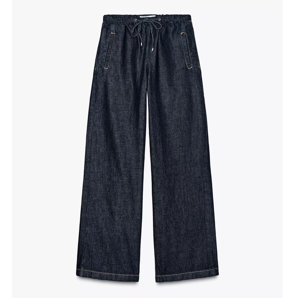 Zara Dark Blue Wide-Leg Jeans